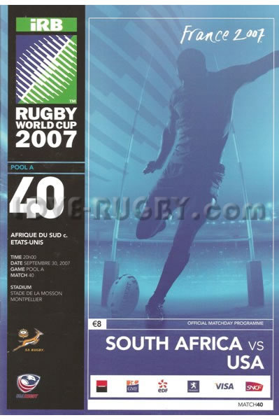 2007 South Africa v USA  Rugby Programme